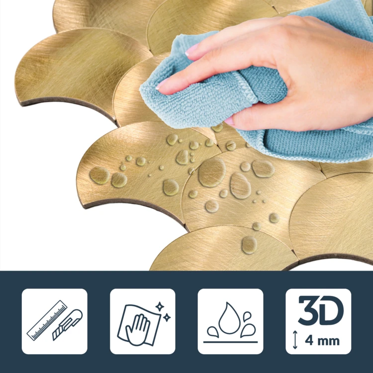 Crédence adhésive murale 3D effet écailles 4 pièces