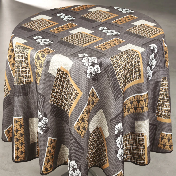 Runde anti-flecken-tischdecke mit blumenmuster und geometrischer form