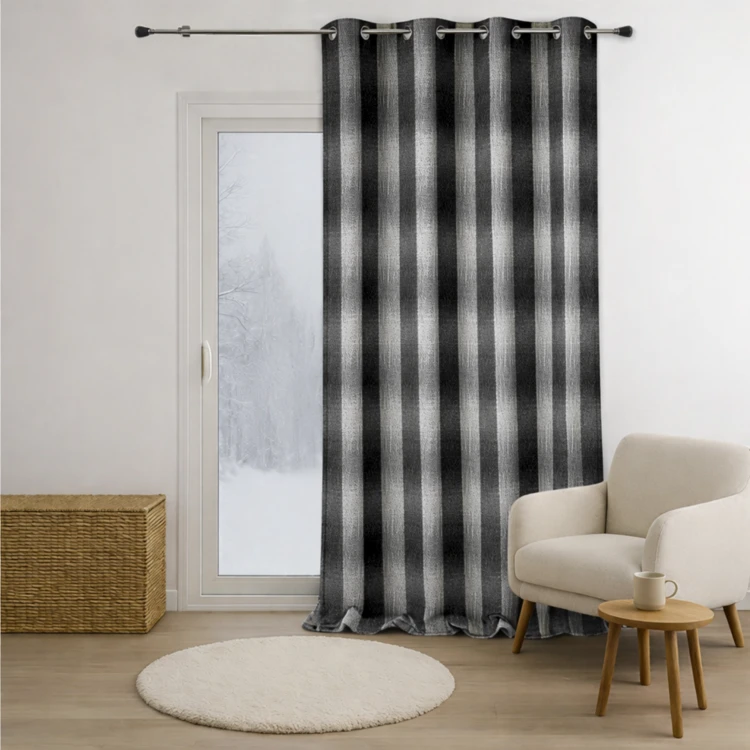 Cortina en Jacquad Efecto a Cuadros