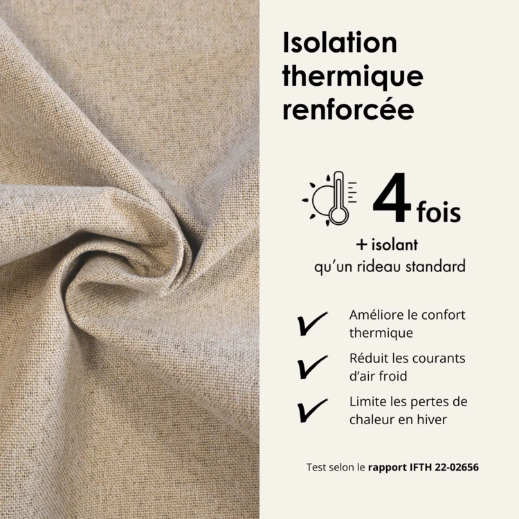 Rideau 100% occultant thermique phonique chiné
