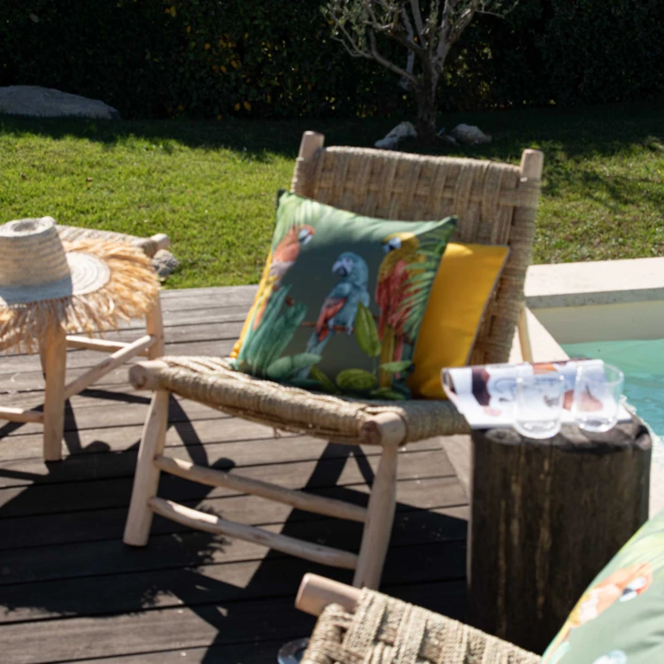 Outdoor-Kissen mit Papageien-Print