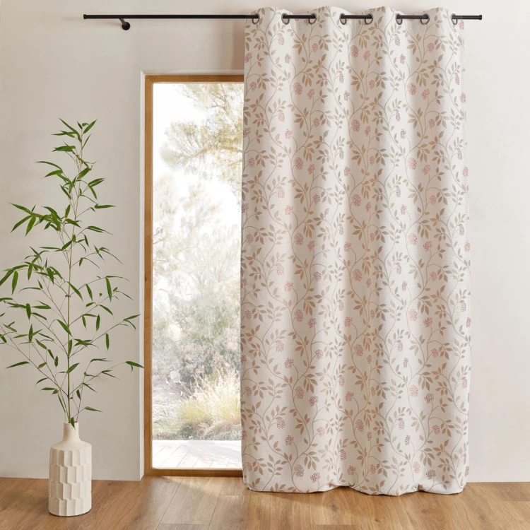 Rideau jacquard polycoton motifs végétaux