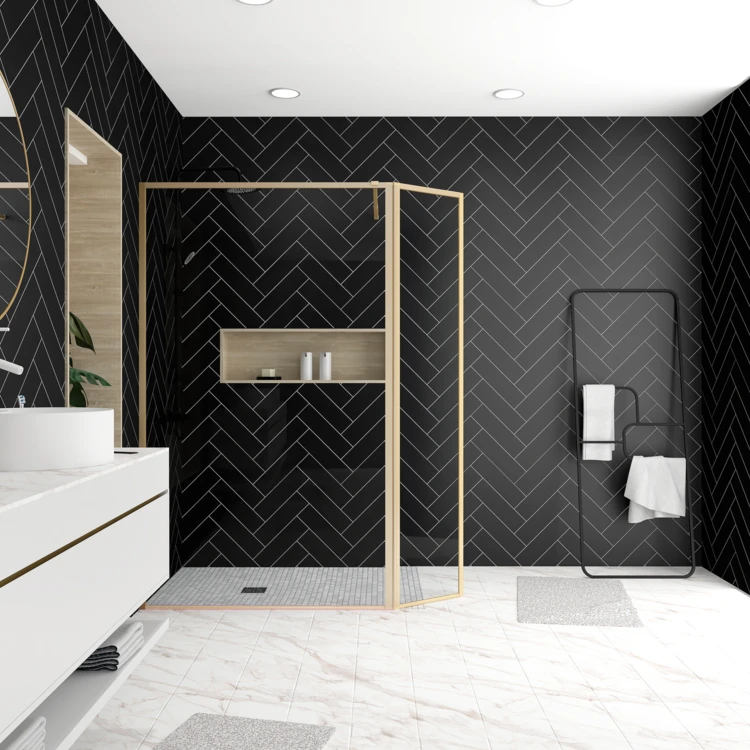 Paroi de douche à l’italienne avec volet pivotant en verre trempé 5 mm