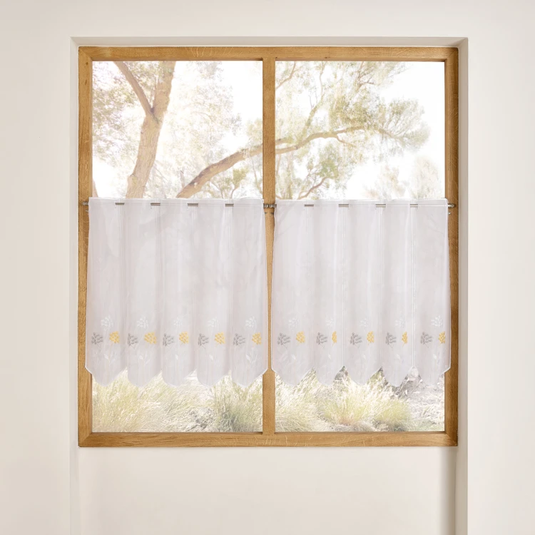 Brise-bise brodé à motif fleurs