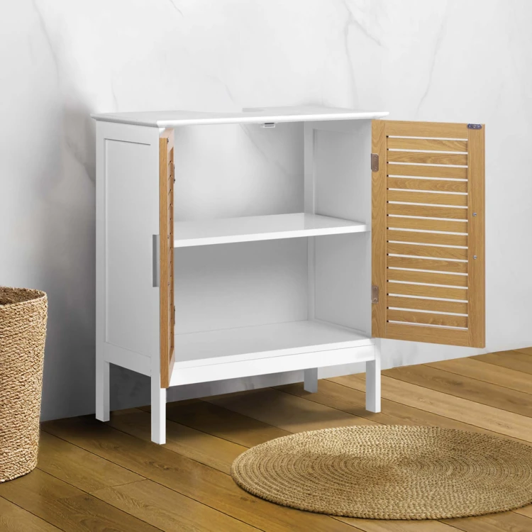 Meuble sous vasque de salle de bain avec portes persiennées