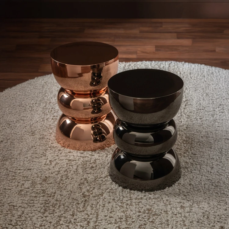 TABLE D'APPOINT CHROME FER NOIR