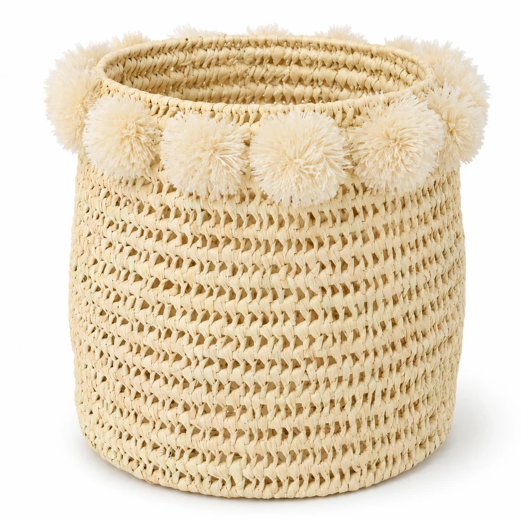 Cache-pot tressé avec pompons