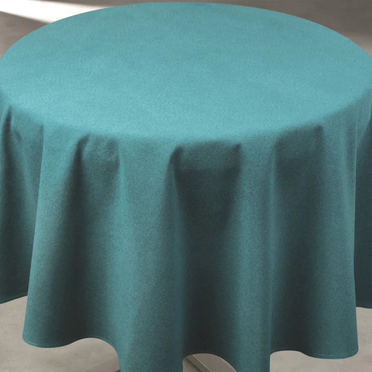 Nappe déperlante anti-taches effet lin pour table ronde