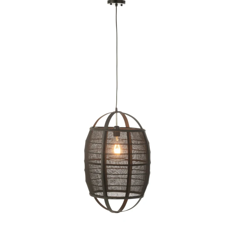 Suspension luminaire en lin et bambou