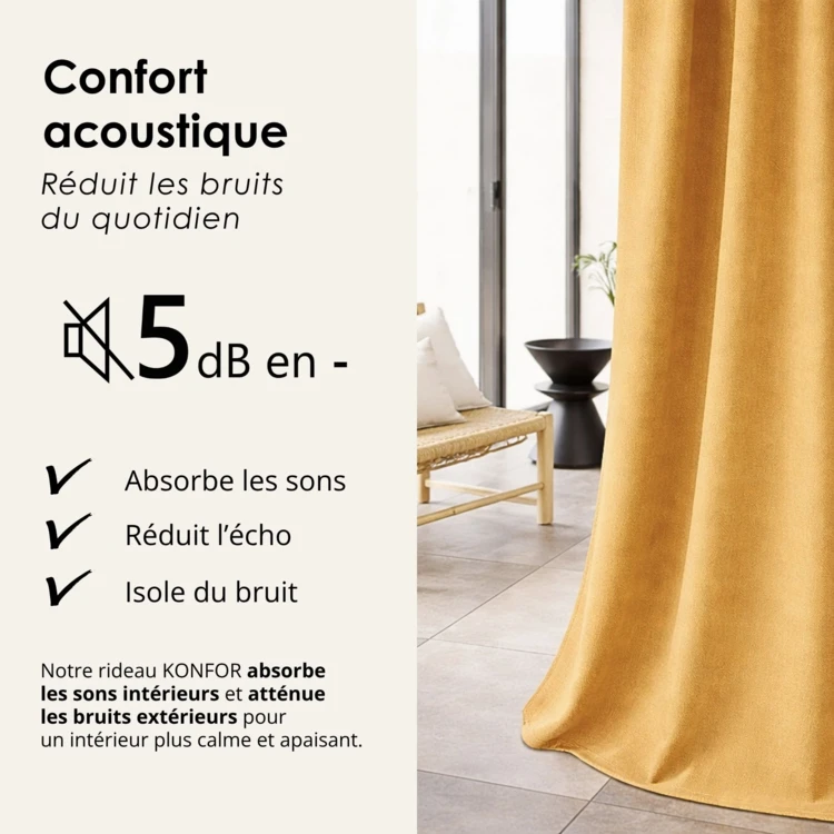 Rideau thermique phonique et semi occultant KONFOR