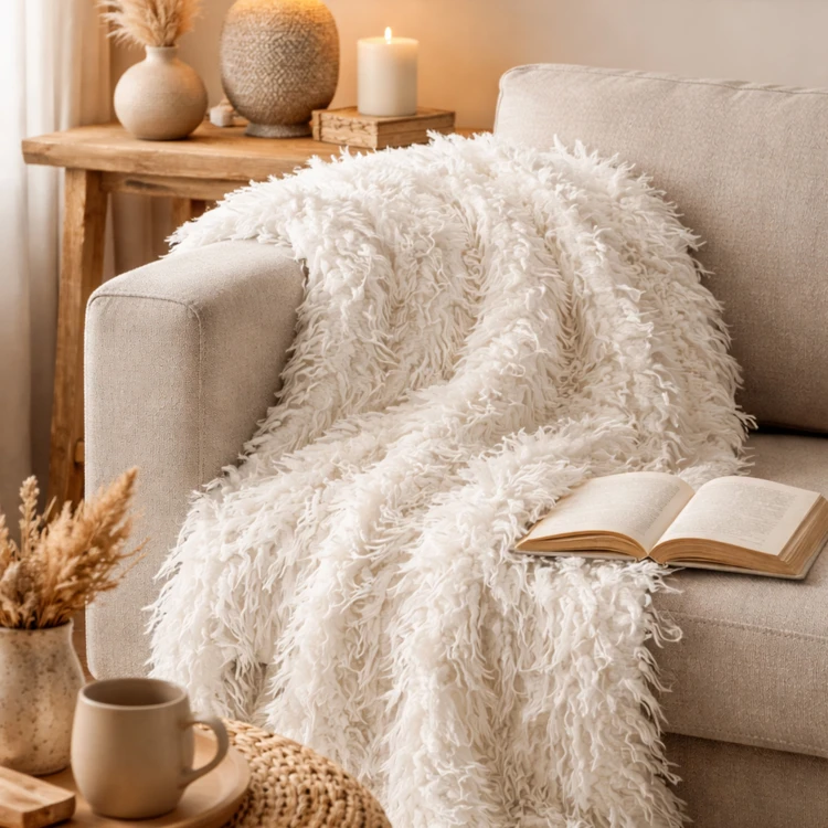 Plaid à poils longs