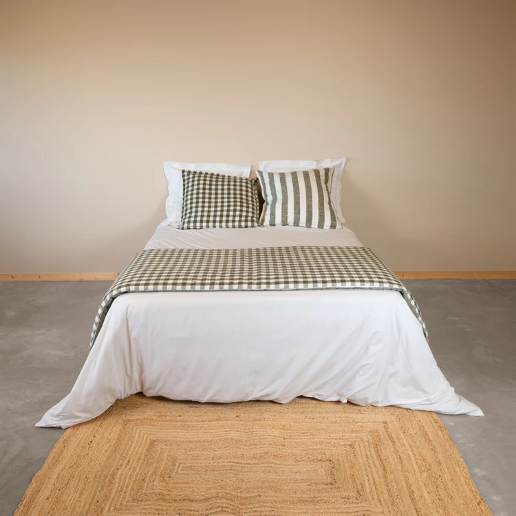 Édredon réversible coton flammé motifs rayures et carreaux LOURMARIN