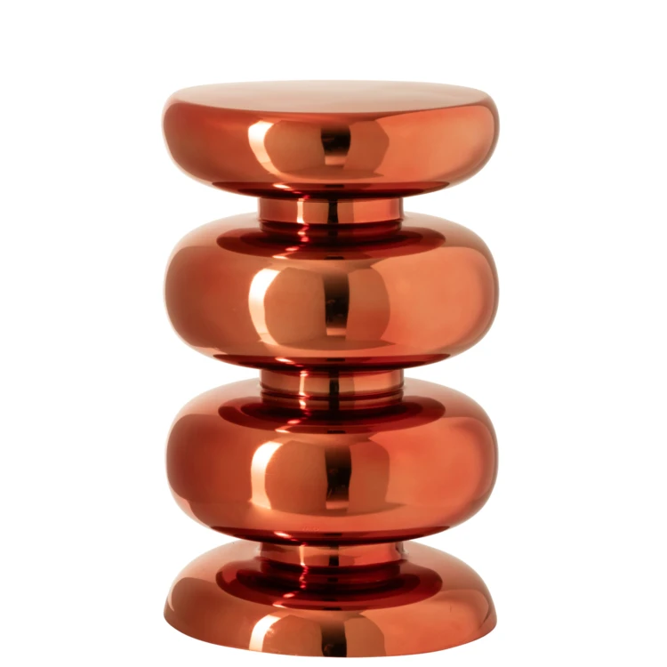 TABOURET BRILLANT ROND MÉTAL ORANGE FLUO