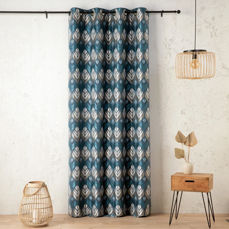 Rideau motif art déco effet velours à oeillets