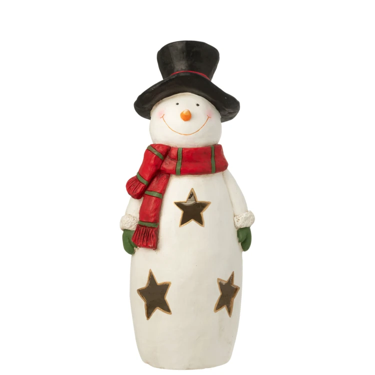 Bonhomme de neige décoratif avec foulard et chapeau en magnésium - grand modèle