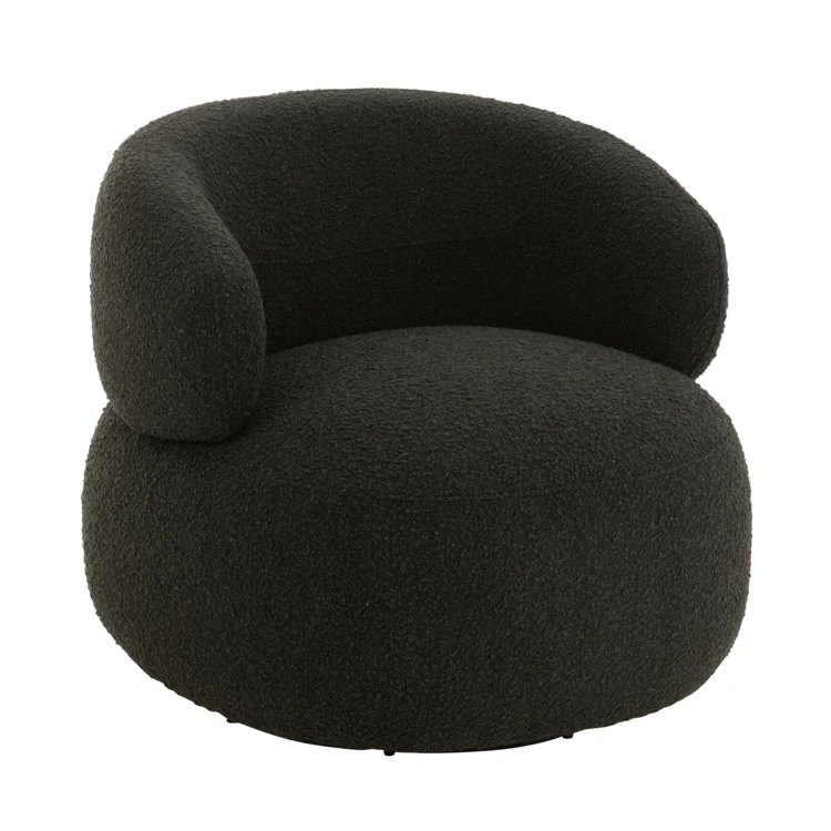 Fauteuil pivotant rond en bouclette