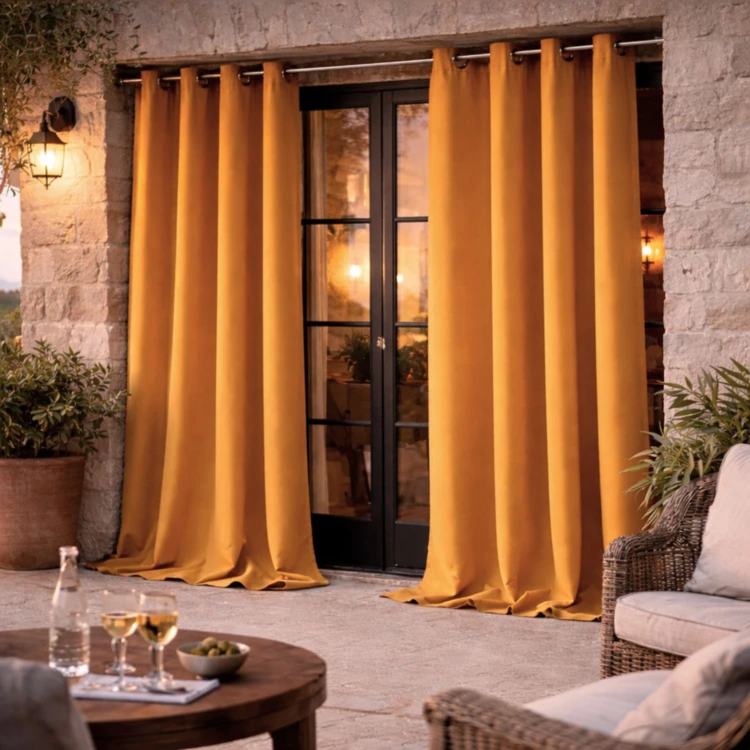 Rideau d'extérieur en tissu déperlant