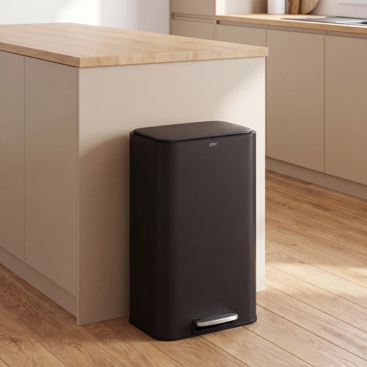 Poubelle à pédale slim en métal avec filtre anti-odeurs 50 L