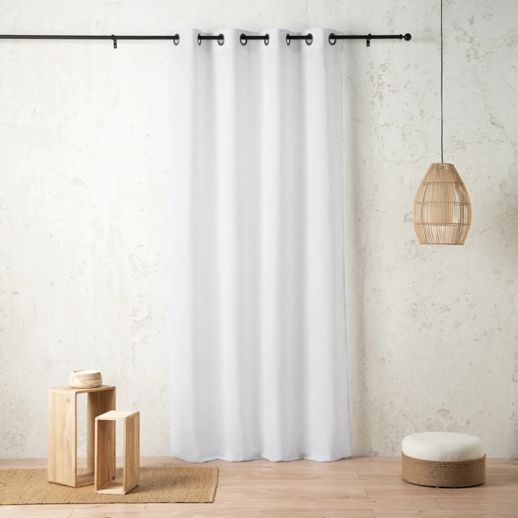 Voilage poly-lin à relief flammé avec œillets