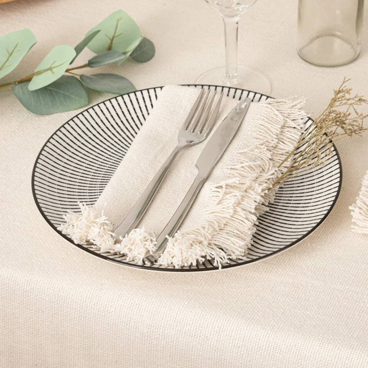 Serviette de table à franges x 2