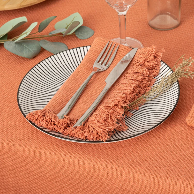 Serviette de table à franges x 2