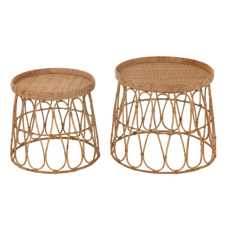 Table basse en rotin lot de 2