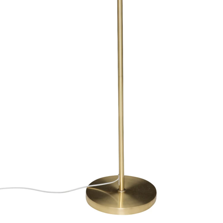 Stehlampe in Gold mit Lampenschirm aus Baumwolle