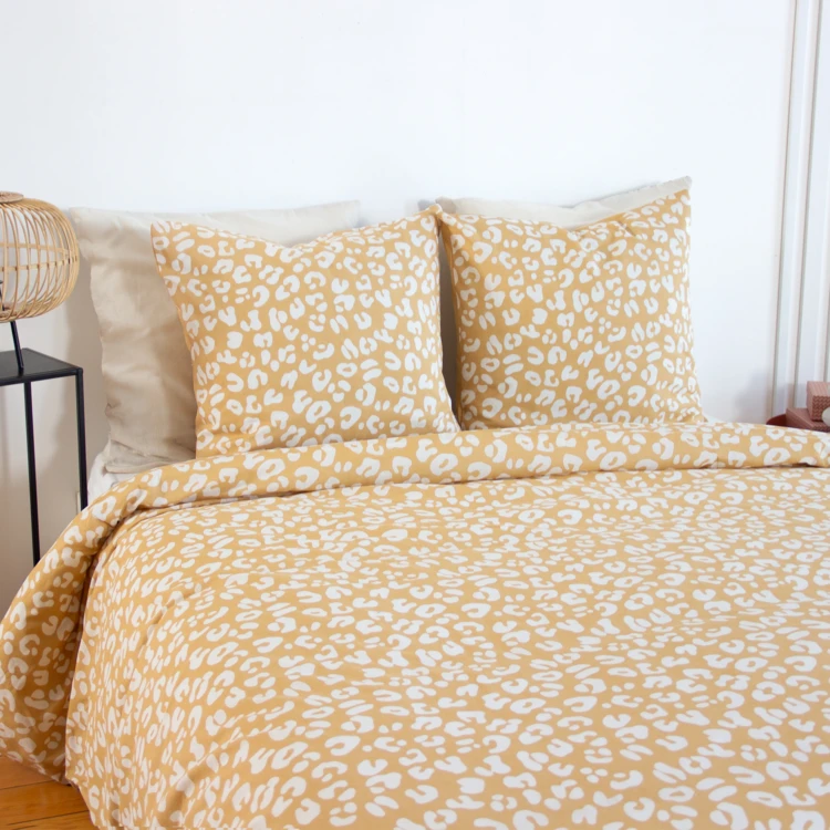 Juego de cama de 3 piezas con estampado de leopardo, funda y fundas de almohada