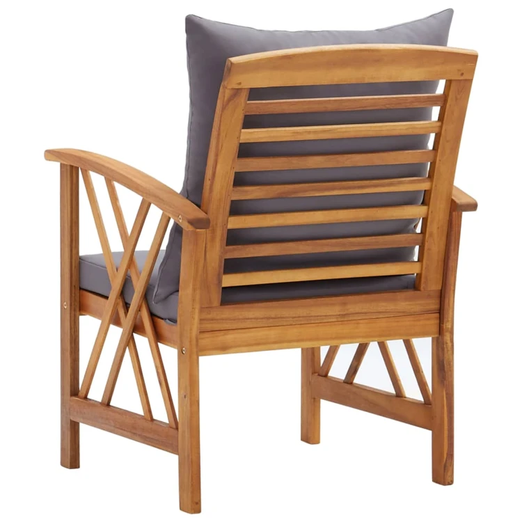 Lot de 2 chaises de jardin en bois avec coussins
