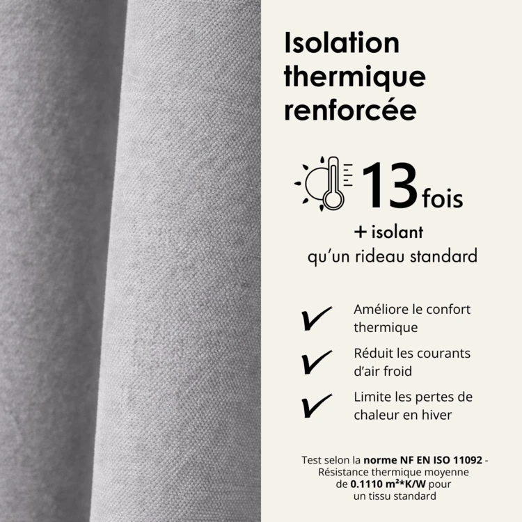 Rideau thermique phonique et semi occultant KONFOR