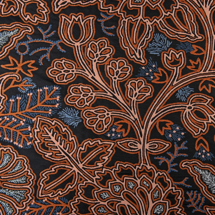 Lichtdurchlässiger Jacquard-Vorhang mit floralem, grafischem und raffiniertem Muster