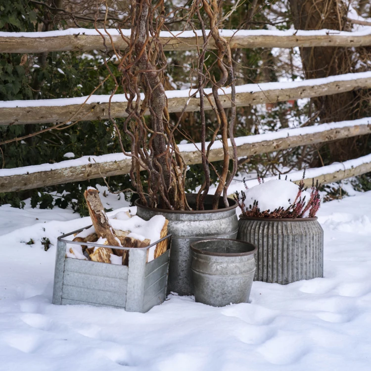 Lot de 2 caisses de rangement en fer galvanisé