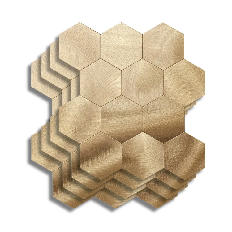 Crédence adhésive murale 3D effet carrelage hexagonal 4 pièces