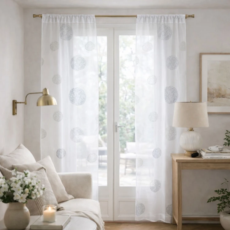 Voilage de fenêtre ronds brodés