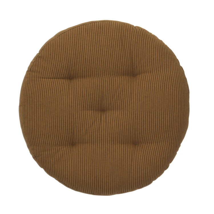 Galette de chaise ronde en coton à fines rayures