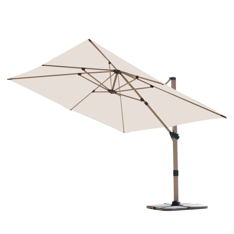 Parasol déporté rectangulaire structure effet bois