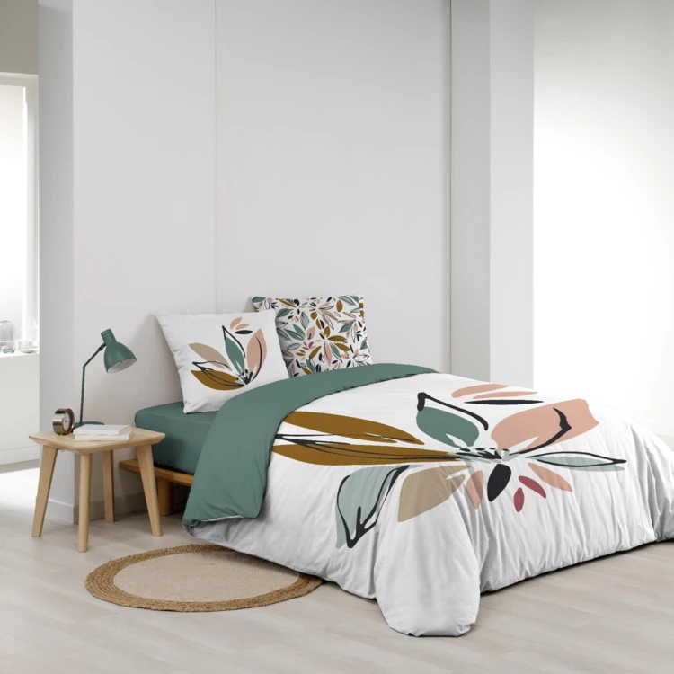 Parure de lit en coton motif floral avec double face imprimée