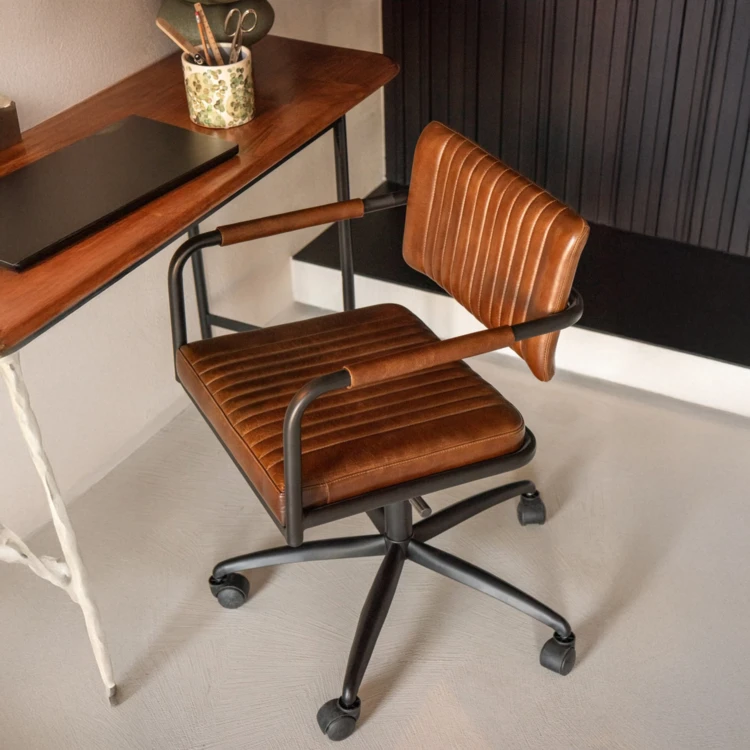 CHAISE DE BUREAU CUIR MARRON