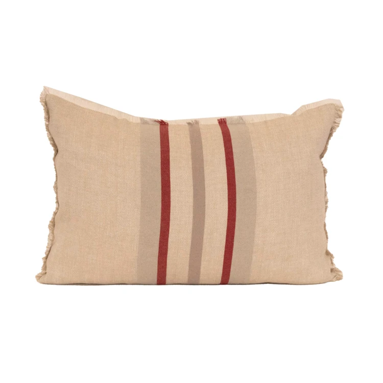 Coussin rayé en lin et coton