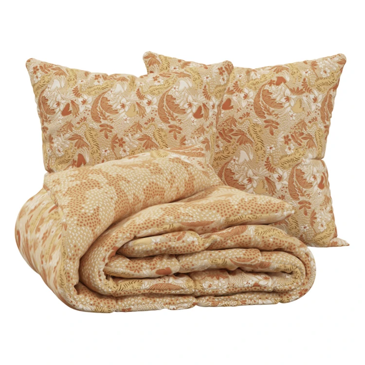 Conjunto de cama de 3 peças reversível com padrão vegetal