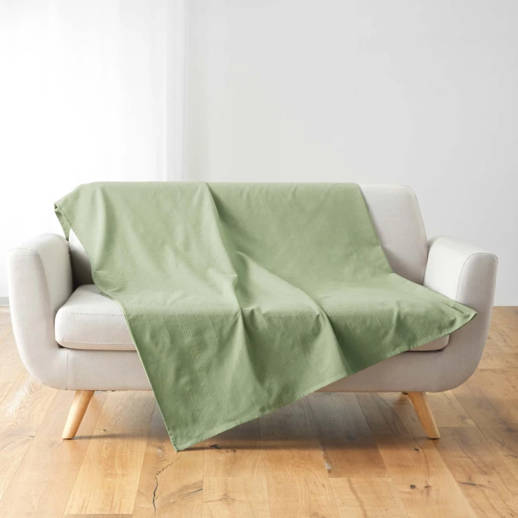Plaid uni en polycoton pour canapé ou lit