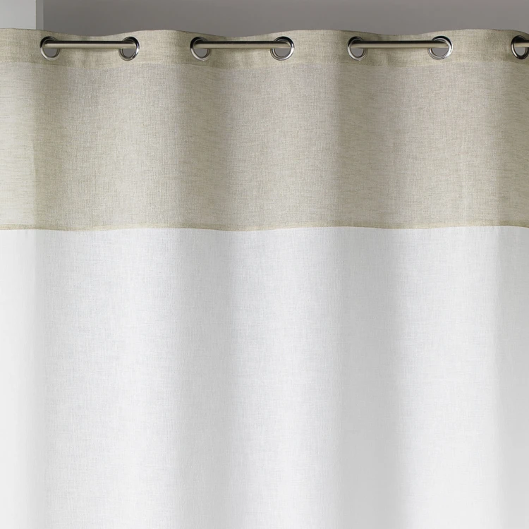 Voilage blanc effet lin bi-ton tamisant
