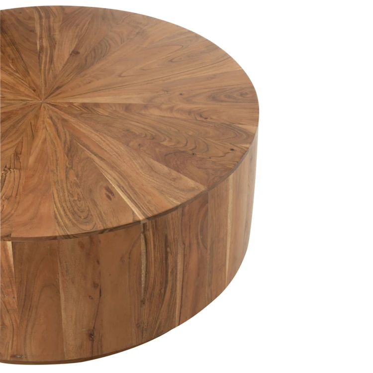 Mesa de centro redonda de madera de acacia