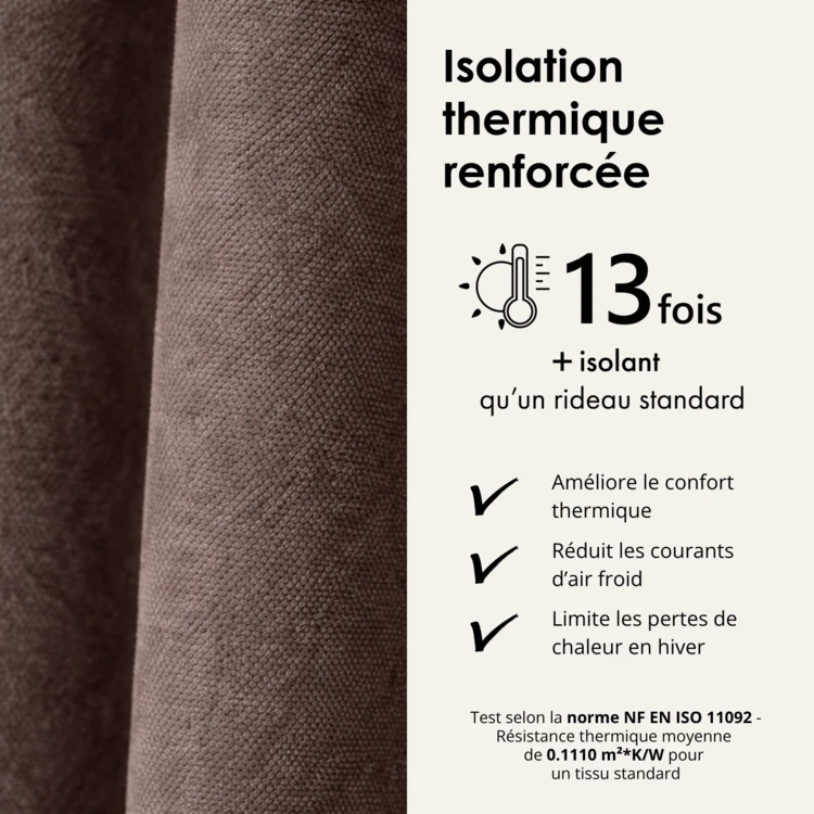 Rideau thermique phonique et semi occultant KONFOR