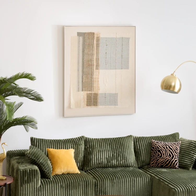 Canapé d’angle 3 places en tissu côtelé