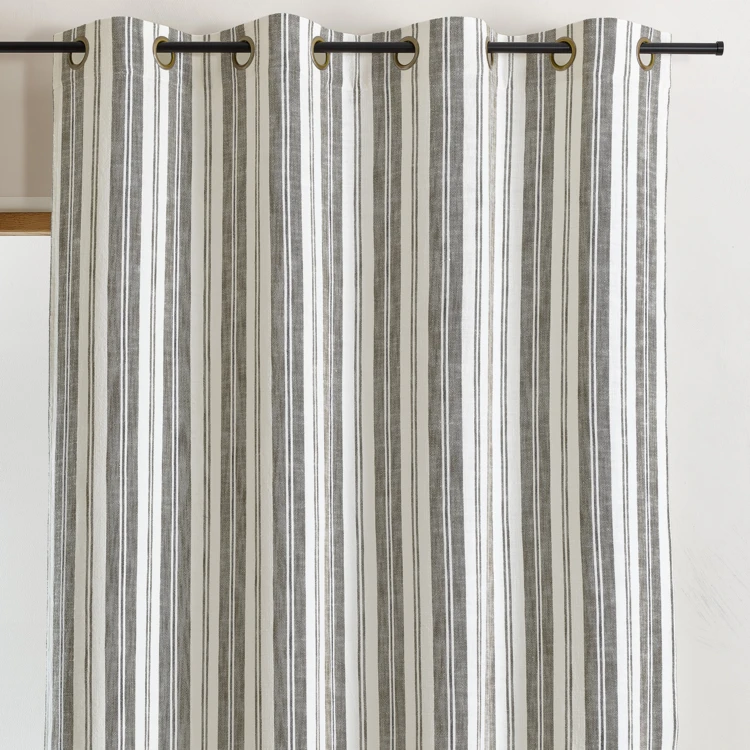 Rideau tamisant en coton flammé à rayures