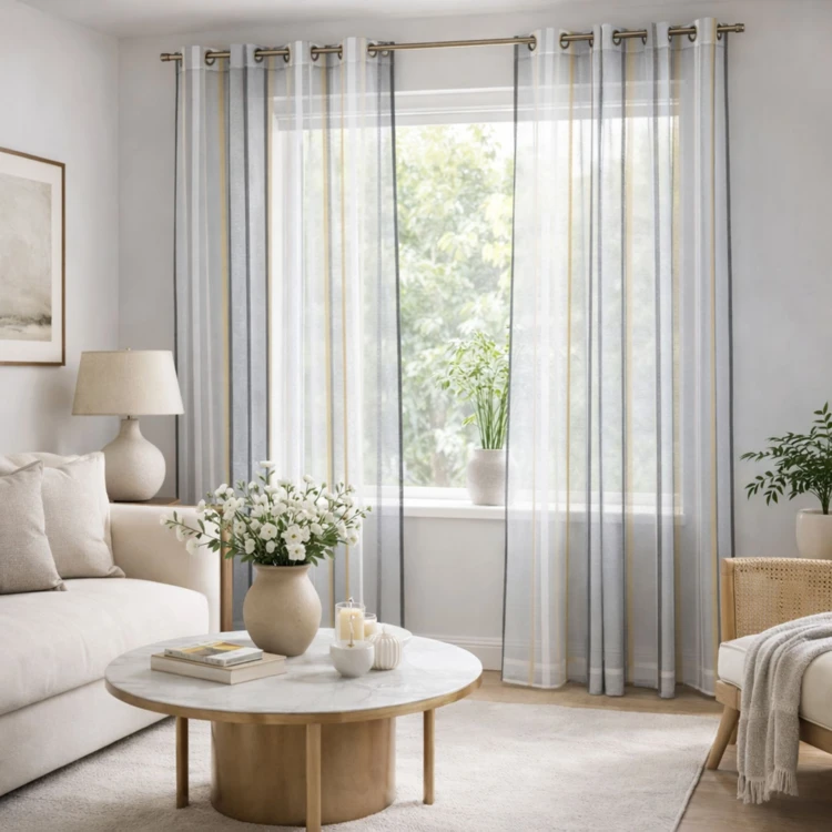 Voilage coloré rayures ton sur ton