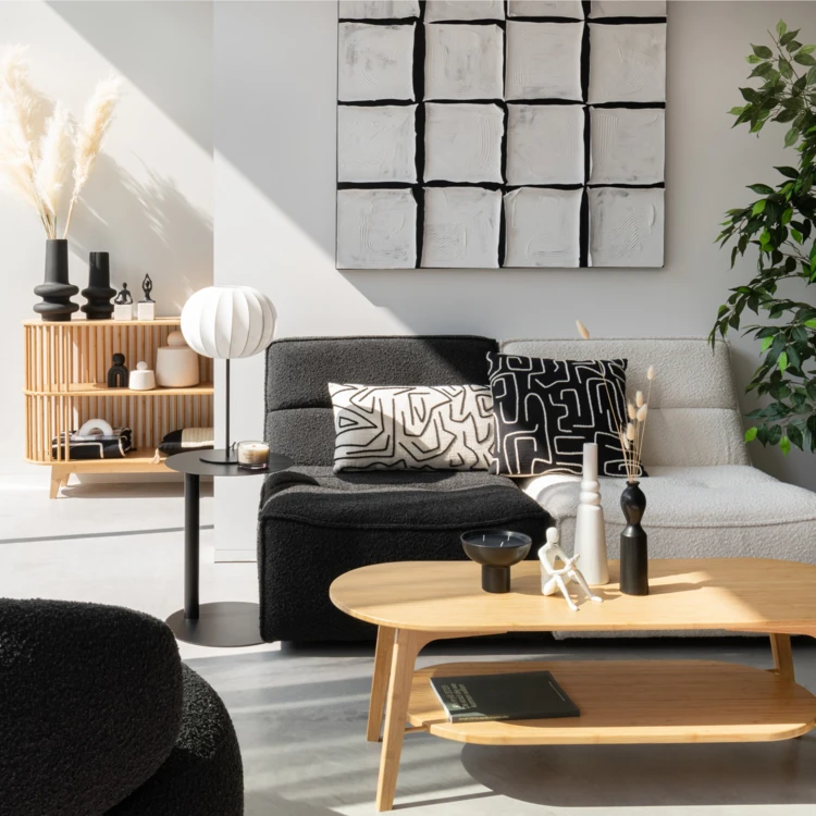 Fauteuil pivotant carré en tissu bouclette