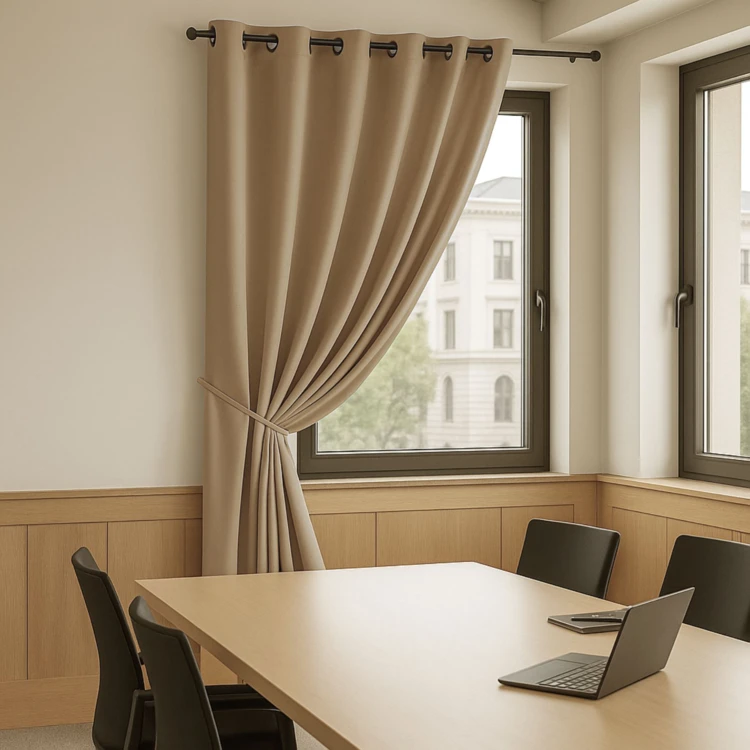 Vorhang 100% Verdunkelnd Flammhemmend M1 Feuerfest Ecru