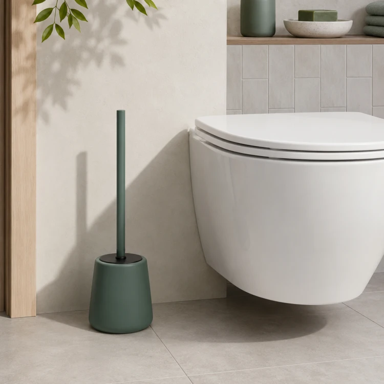 Brosse WC avec porte-brosse en grès céramique